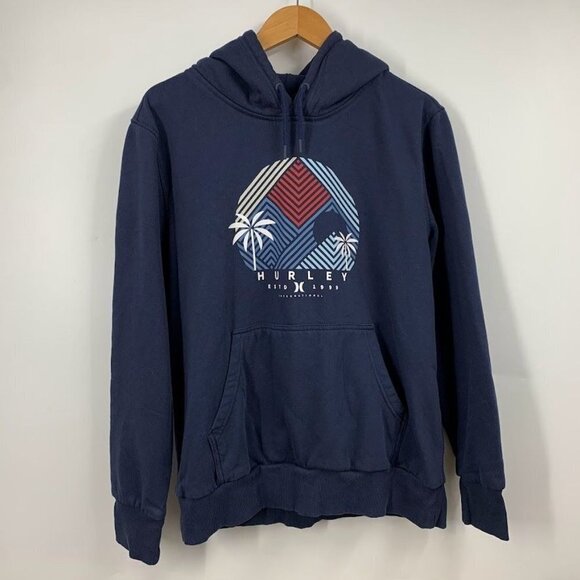 Hurley Men's Graphic Print Logo Cotton Long‎ Sleeve Hooded Pullover Size M - Picture 1 of 12